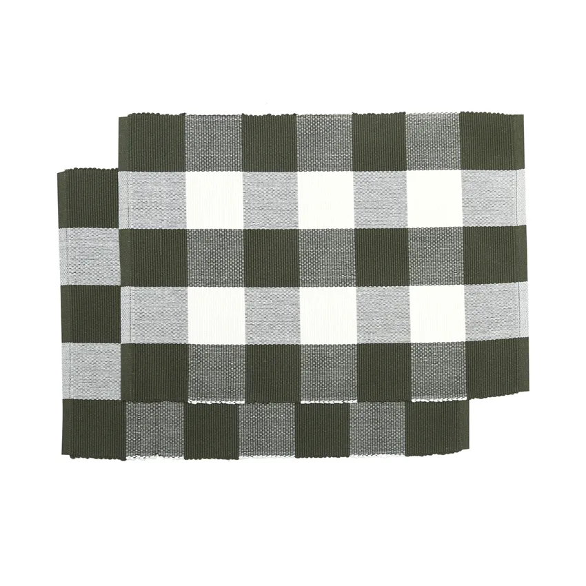 Recyceltes Platzset 2er-Pack Freya, Olivgrün/Beige