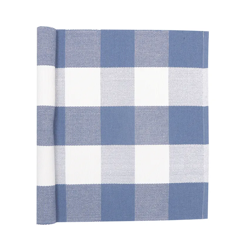 Recycelt Tischläufer Freya, Graublau/Beige