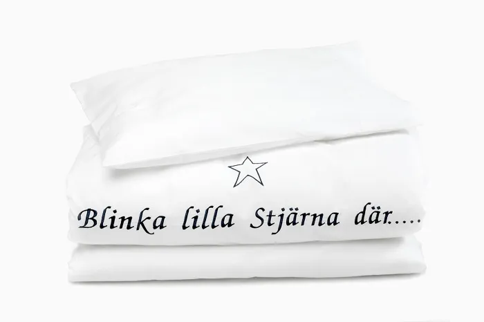 Ökologisch BabyBettwäsche-Set 2-teilig „Blinka lilla stjärna“, Weiß