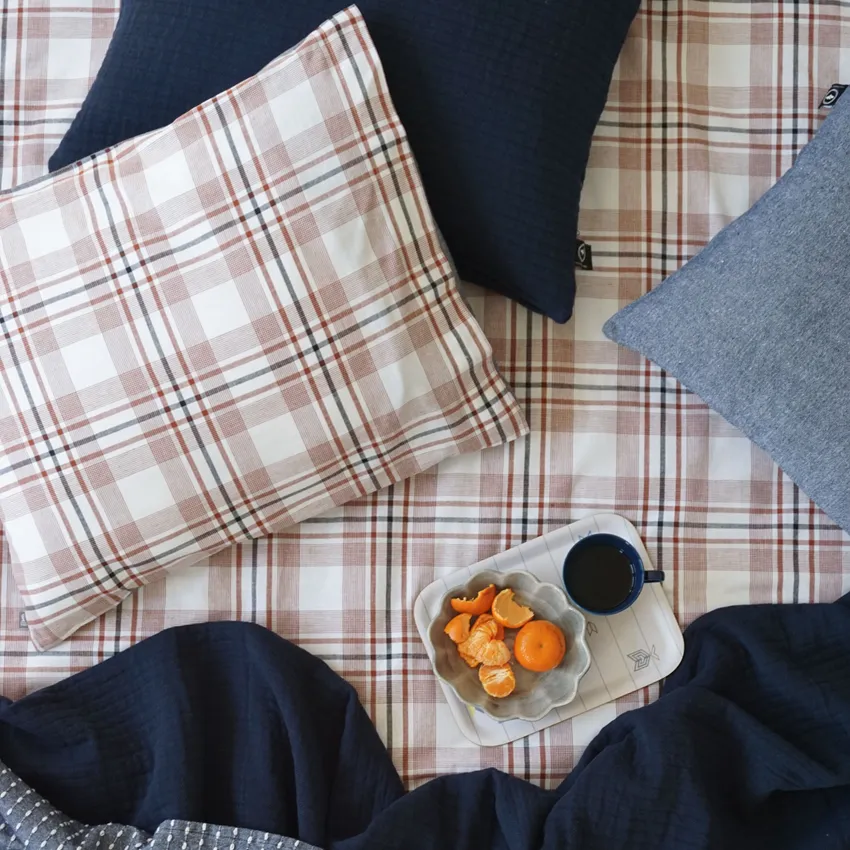 Bettwäschesets 2-teilig Henning, Rost/Navy Blau