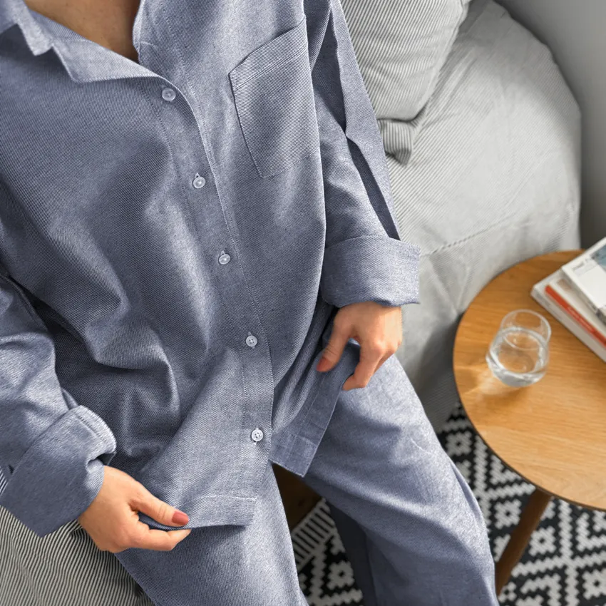 Recycelt PyjamasSet 2-teilig Elvira, Blau/Weiß