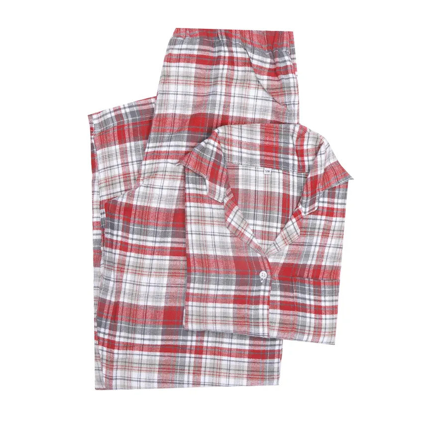 PyjamasSet 2-teilig Åre, Rot/Weiß