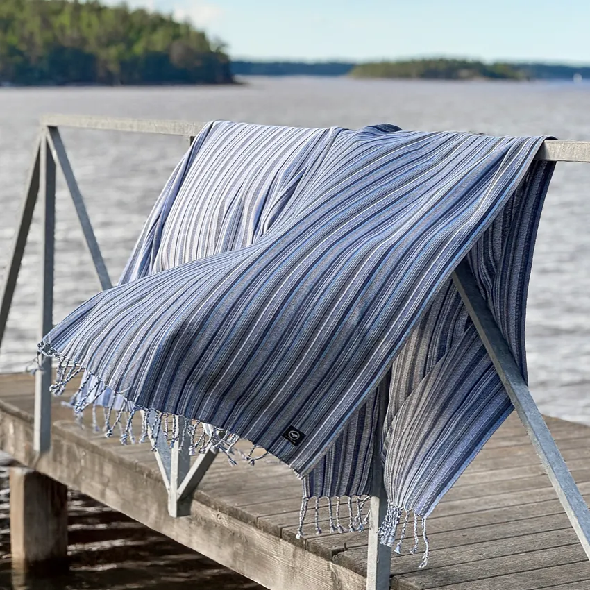 Recycelt Bio-Hamam Badelaken Goa, Navy Blau