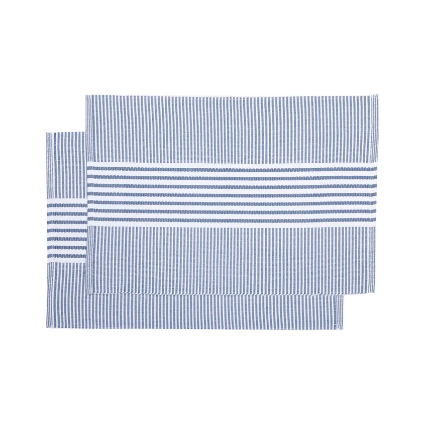 Recyceltes Platzset 2er-Pack Isa, Graublau/Weiß