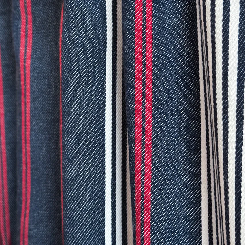 Recycelter Gardinenschal 2er-Pack Hampus, Navy Blau/Rot