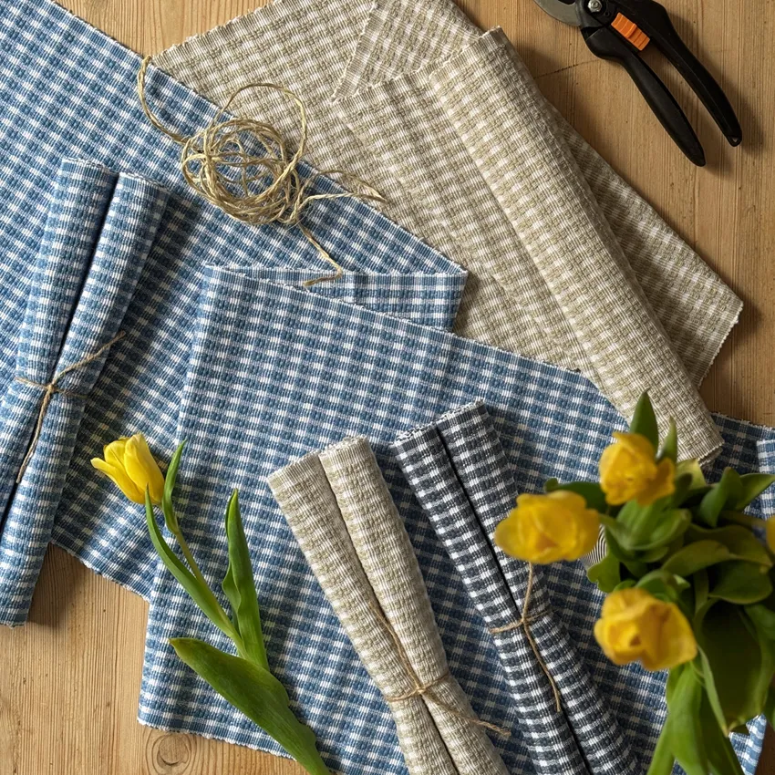 Recyceltes Platzset 2er-Pack Cleo, Hellblau/Weiß