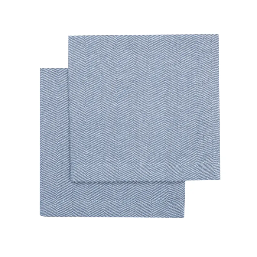 Recycelte Serviette 2er-Pack Emil, Graublau/Weiß