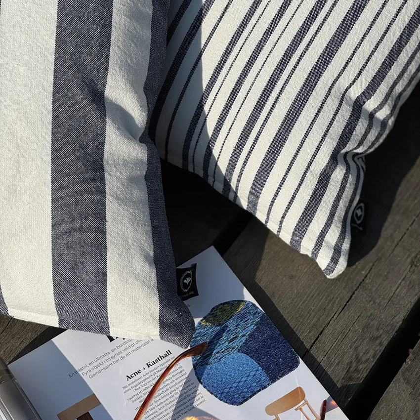 Recycelt Kissenbezüge Theo, Beige/Navy Blau