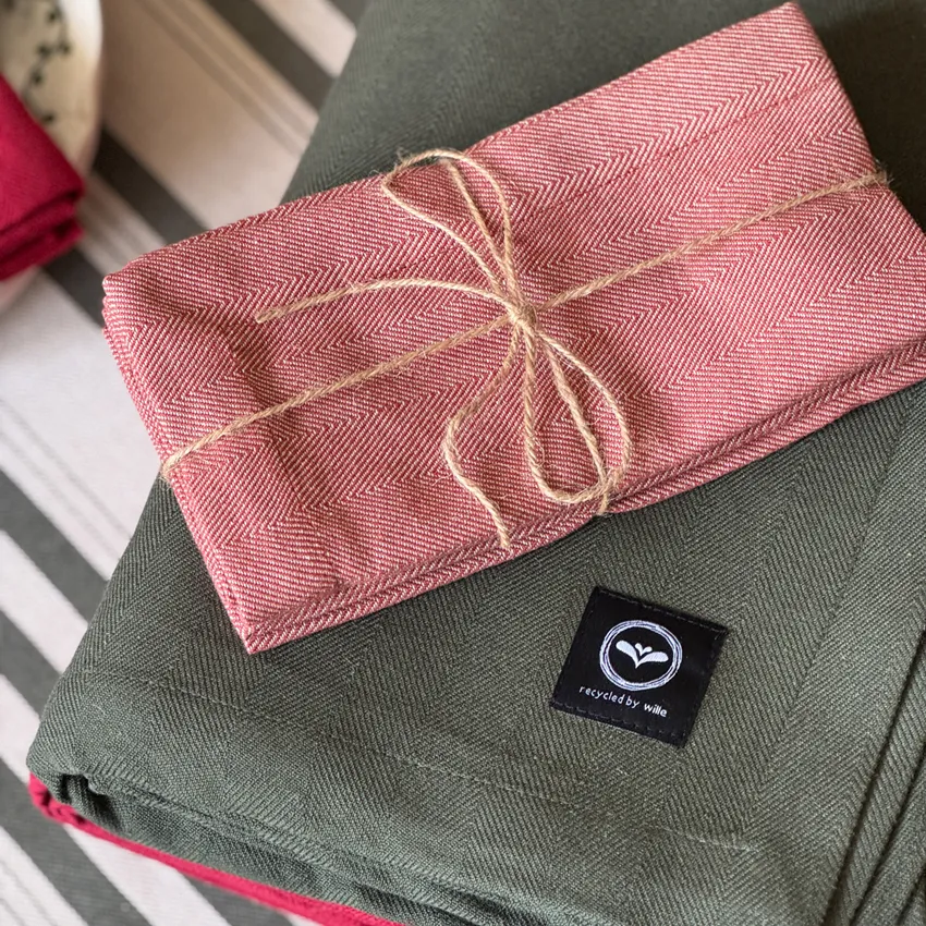 Recycelte Serviette 2er-Pack Emil, Rost/Natur