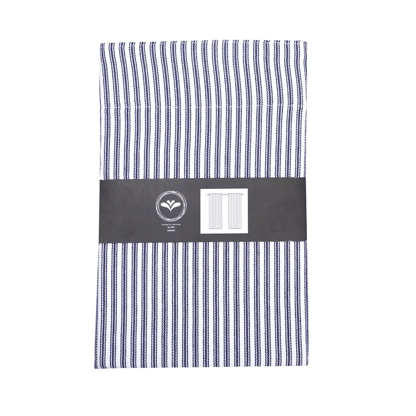 Recycelter Gardinenschal 2er-Pack Lina, Navy Blau/Weiß