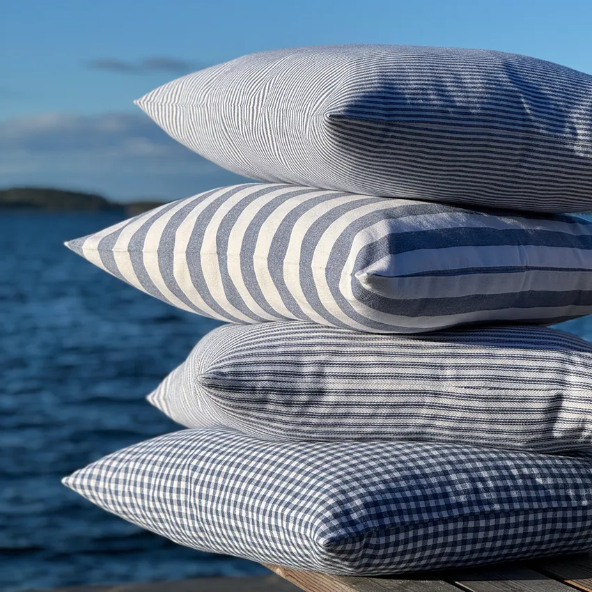 Recycelt Kissenbezüge Pelle, Graublau/Weiß