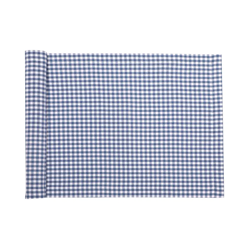 Recycelt Tischläufer Madicken, Graublau/Weiß