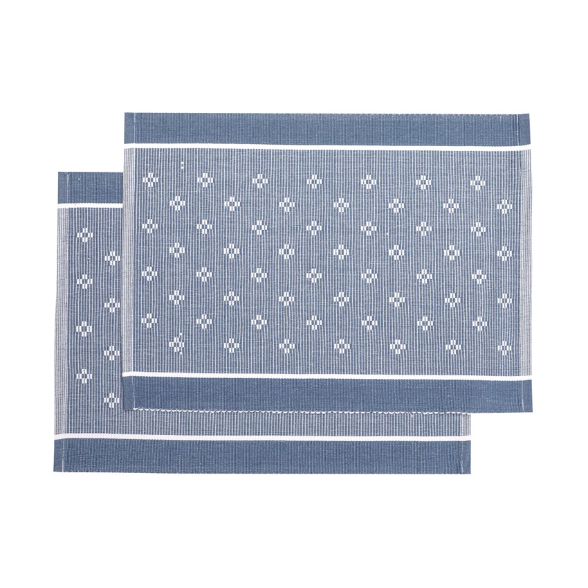 Recyceltes Platzset 2er-Pack Charlie, Graublau/Weiß