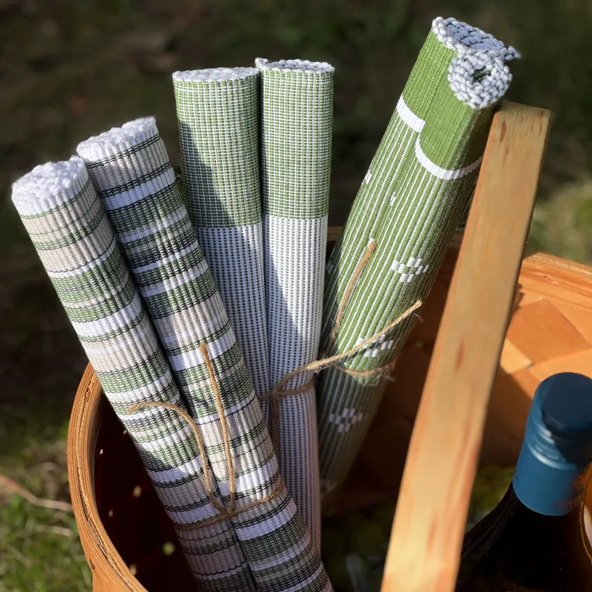 Recyceltes Platzset 2er-Pack Charlie, Grün/Weiß