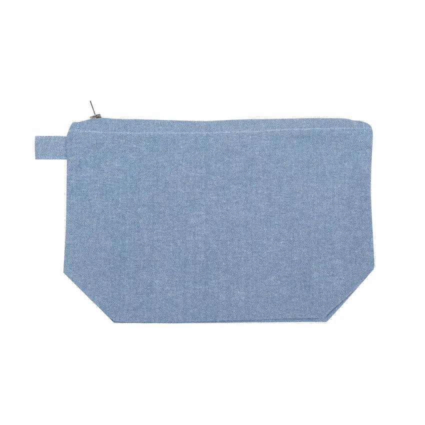 Recycelte Kulturtasche Elin, Graublau/Weiß