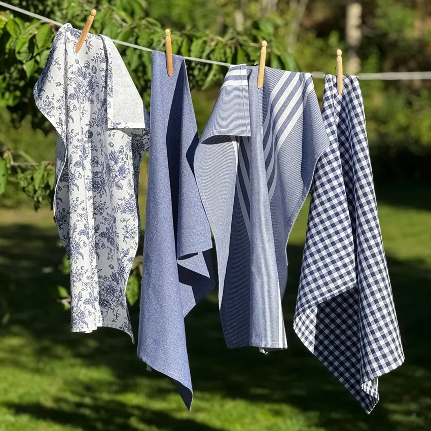 Recyceltes Küchentuch Recycling Linnea, 4. Wahl, Weiß/Blau