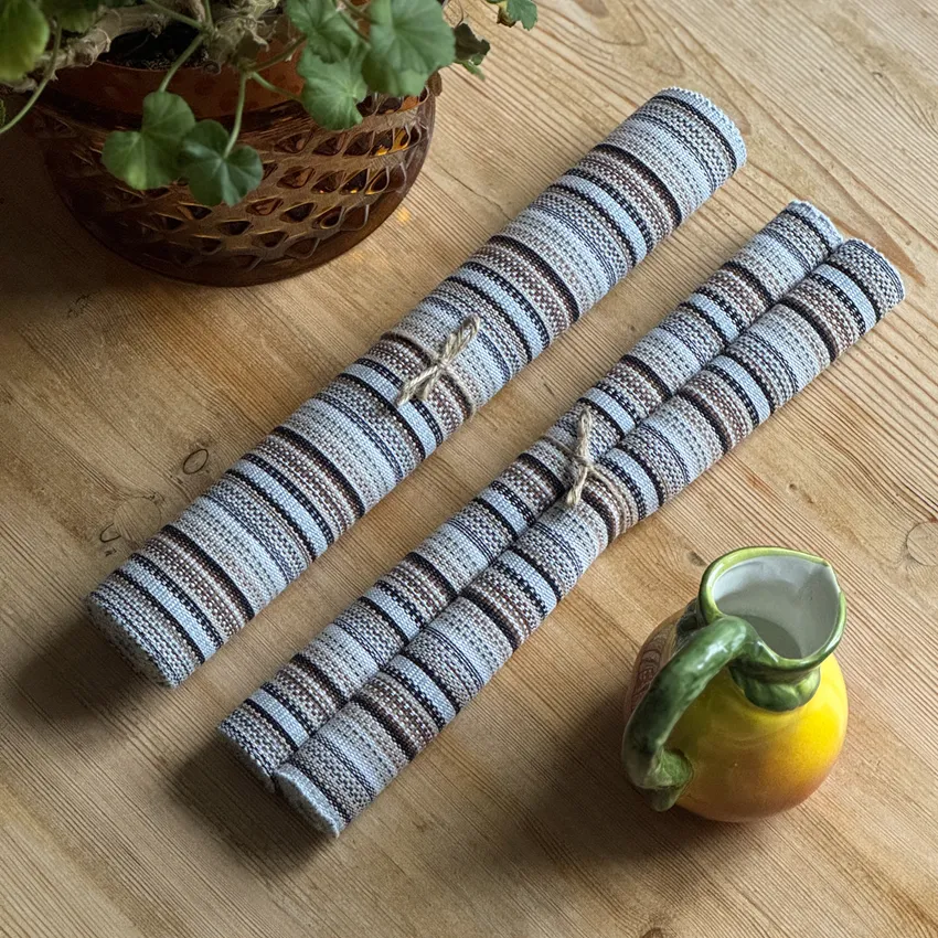 Recycelt Tischläufer Goa, Grau/Schwarz