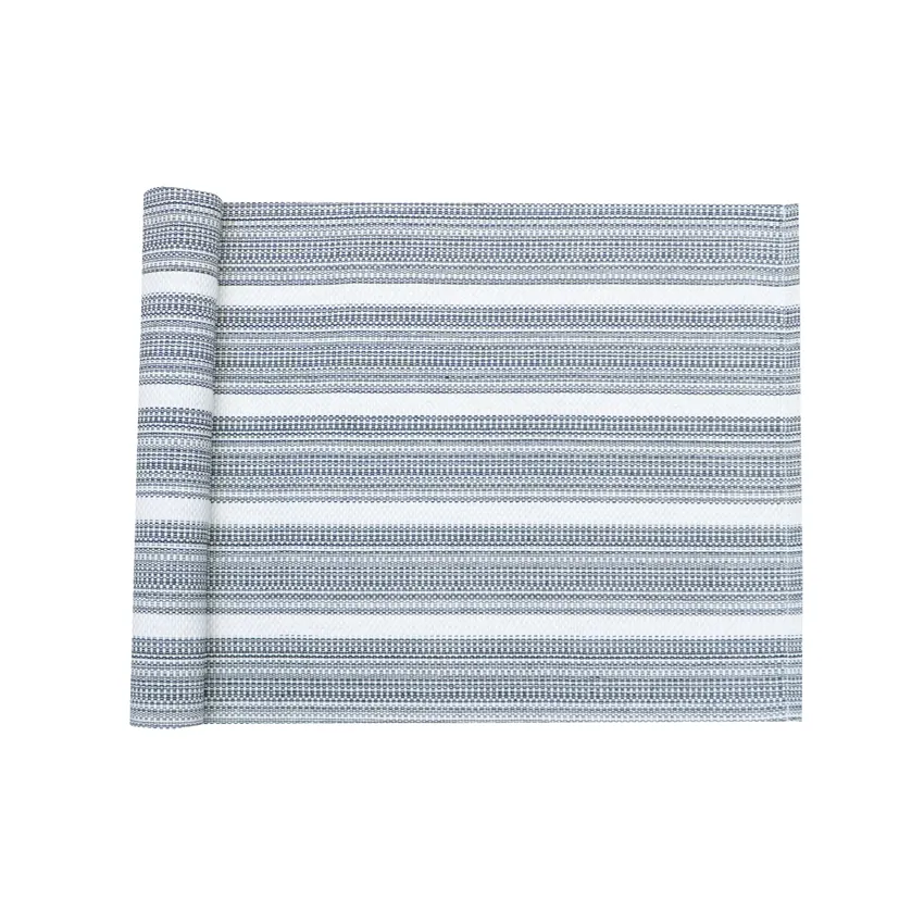 Recycelt Tischläufer Tuva, Marineblau/Ecru