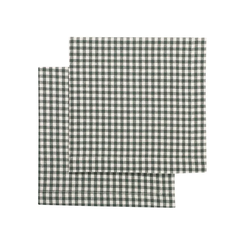 Recycelte Serviette 2er-Pack Madicken, Olivgrün/Natur