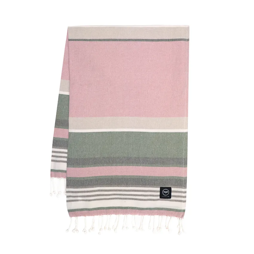 Recycelt Hamam Badelaken Biarritz, Rosa/Grün