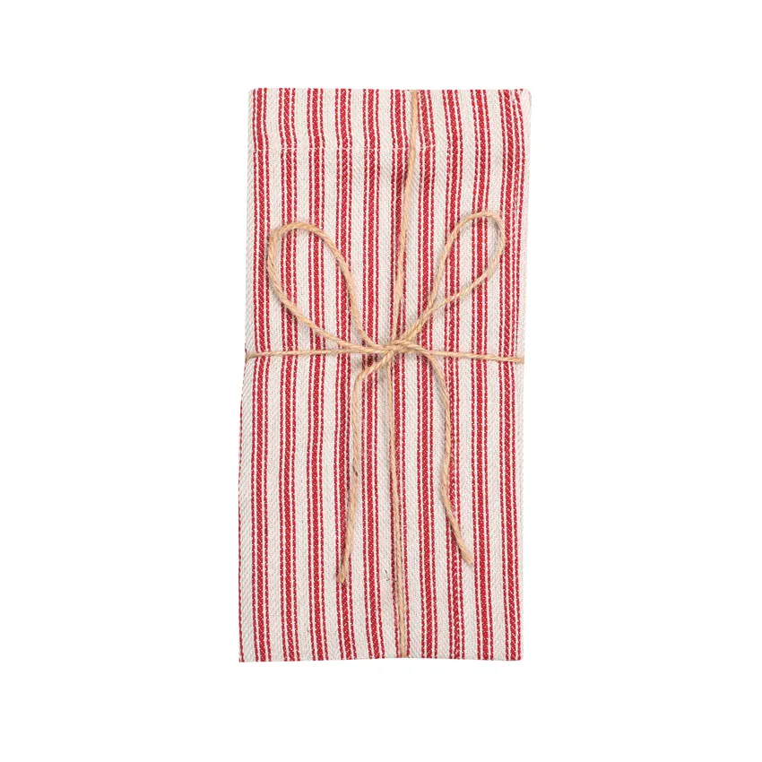 Recycelte Serviette 2er-Pack Lina, Dunkelrot/Natur