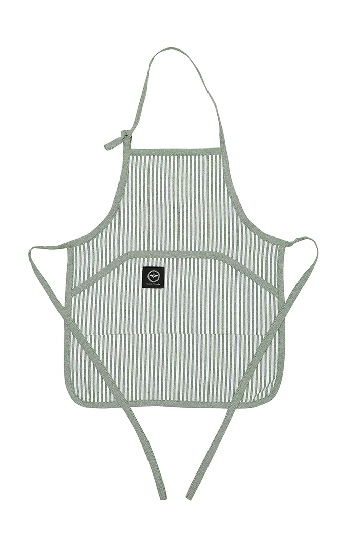 Recycelte Schürze Stina - Kinder, Grün/Weiß