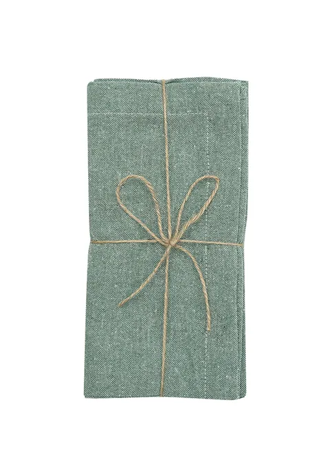 Recycelte Serviette Elin 2er-Pack, Grün/Weiß