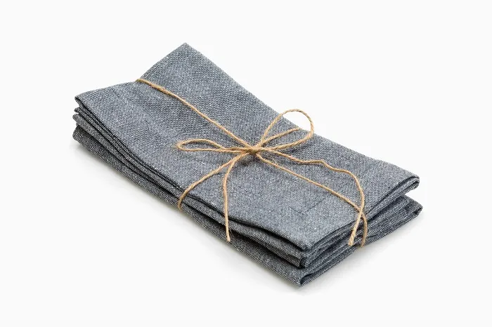 Recycelte Serviette Elin 2er-Pack, Navy Blau/Weiß