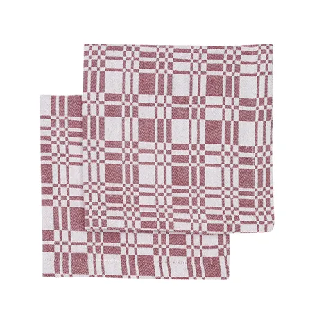 Recycelte Serviette Lilly 2er-Pack, Dunkelrot/Beige