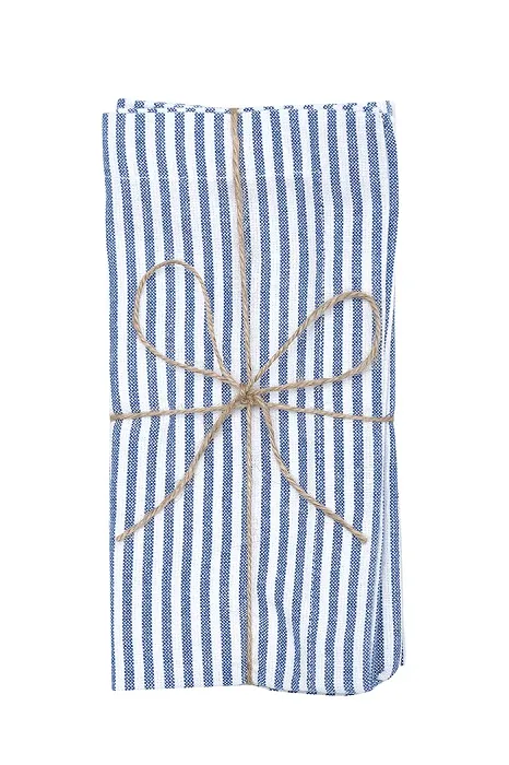Recycelte Serviette Stina 2er-Pack, Blau/Weiß