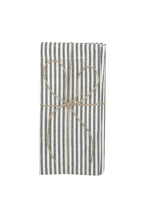 Recycelte Serviette Stina 2er-Pack, Olivgrün/Beige