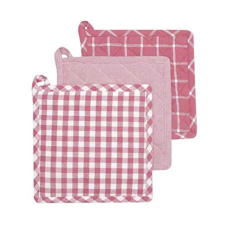 Recycelter Topflappen, 3-fach sortiert, Rosa/Weiß