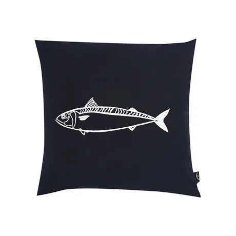 Recycelter Kissenbezug Makrill, Navy Blau