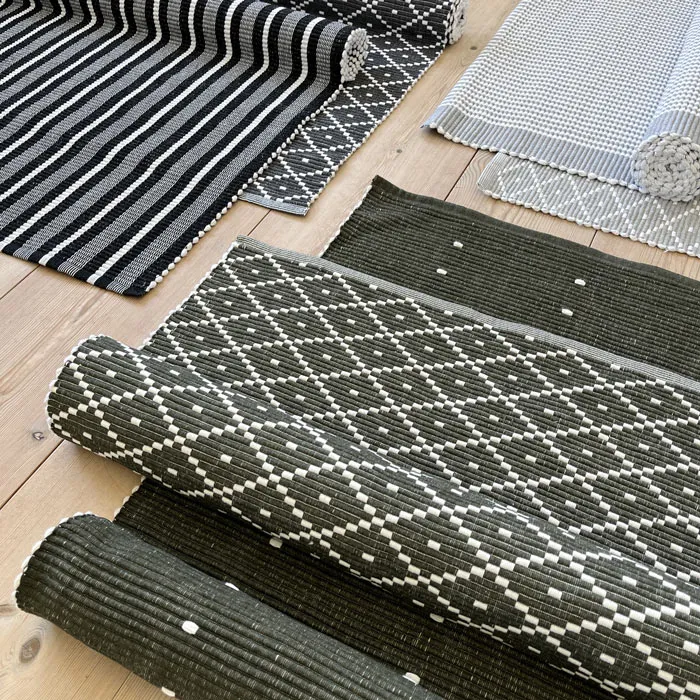 Recycelter Teppich Ella, Olivgrün/Beige