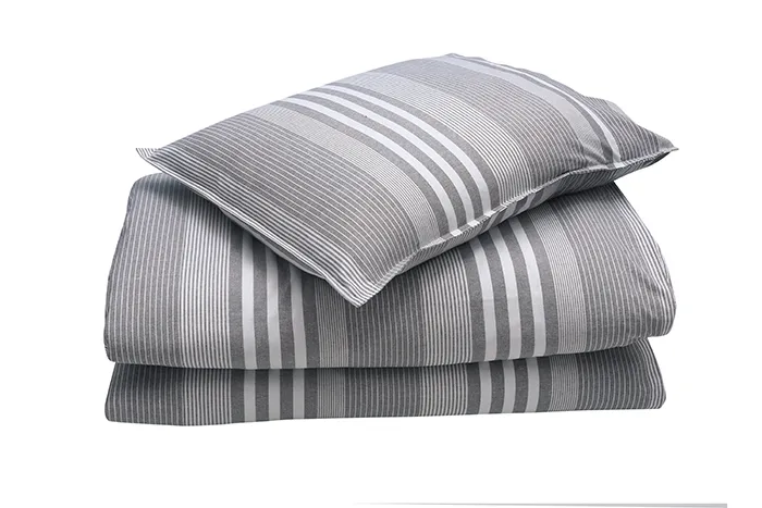 Recyceltes Bettwäsche-Set Rebecka, Dunkelgrau/Weiß