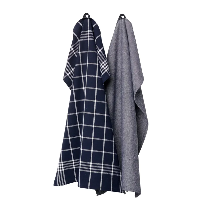 Recyceltes Geschirrtuch 2er-Pack, Navy Blau/Weiß