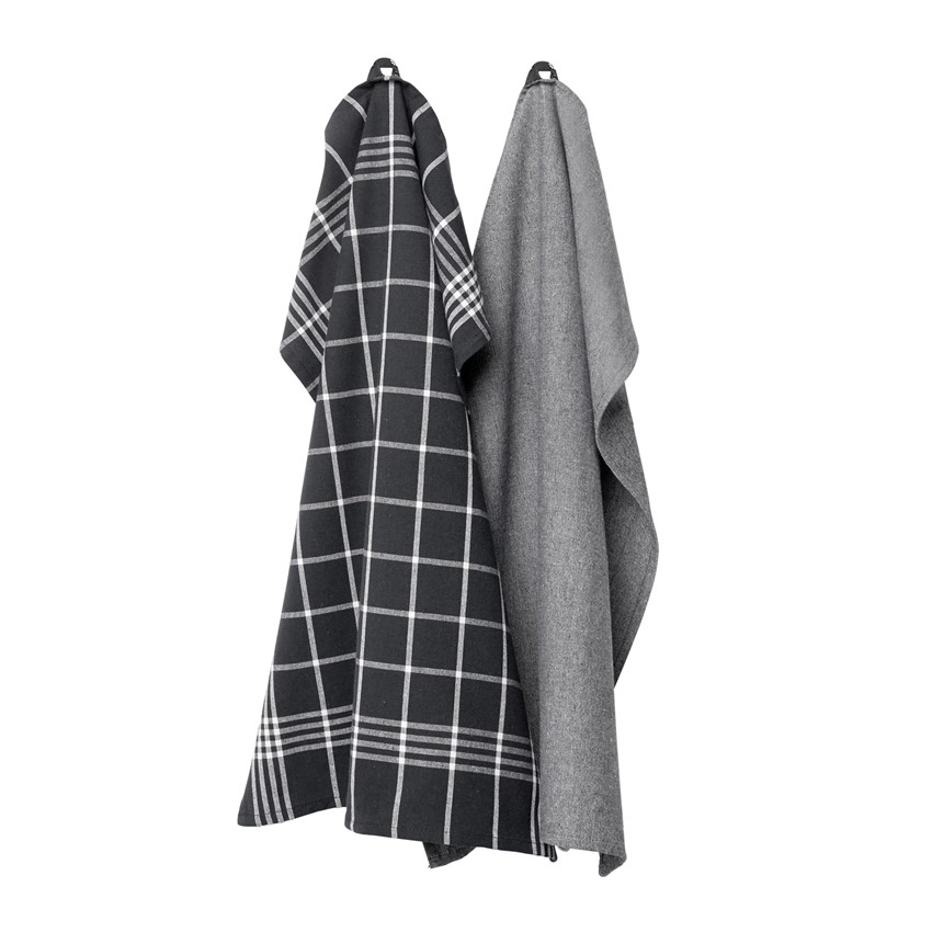 Recyceltes Geschirrtuch 2er-Pack, Schwarz/Weiß