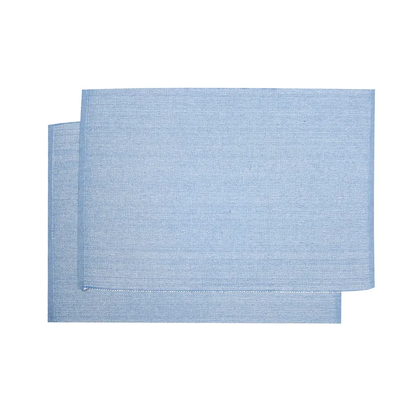 Recyceltes Tischset Elin 2er-Pack, Hellblau/Weiß