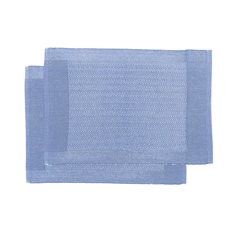 Recyceltes Tischset Agnes 2er-Pack, Blau/Weiß