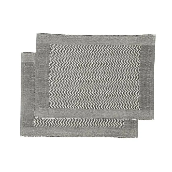 Recyceltes Tischset Agnes 2er-Pack, Olivgrün/Beige
