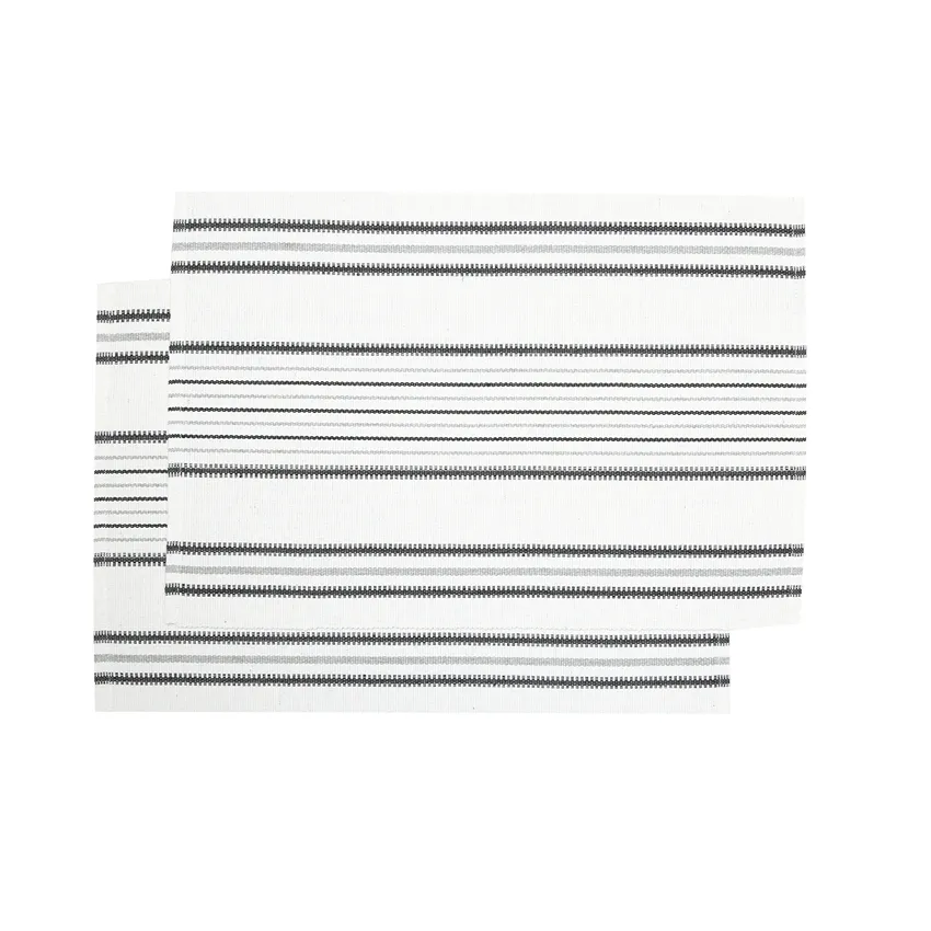 Recyceltes Tischset Linda 2er-Pack, Grau/Weiß
