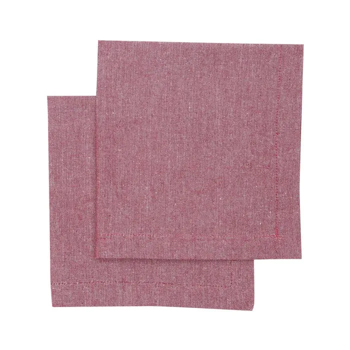 Recycelte Serviette Elin 2er-Pack, Dunkelrot/Beige