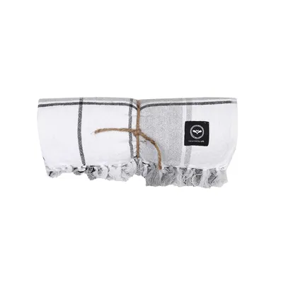 Recyceltes Plaid Julius, Grau/Weiß
