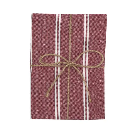 Recyceltes Geschirrtuch Agda 2er-Pack, Dunkelrot/Beige