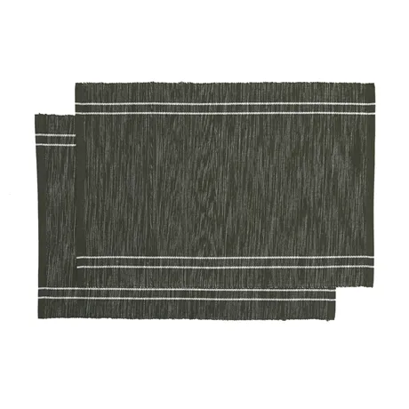 Recyceltes Tischset Rune 2er-Pack, Olivgrün/Beige
