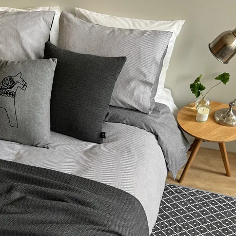 Bettwäsche-Set Runmarö, biologisch gefärbt, Schwarz/Weiß