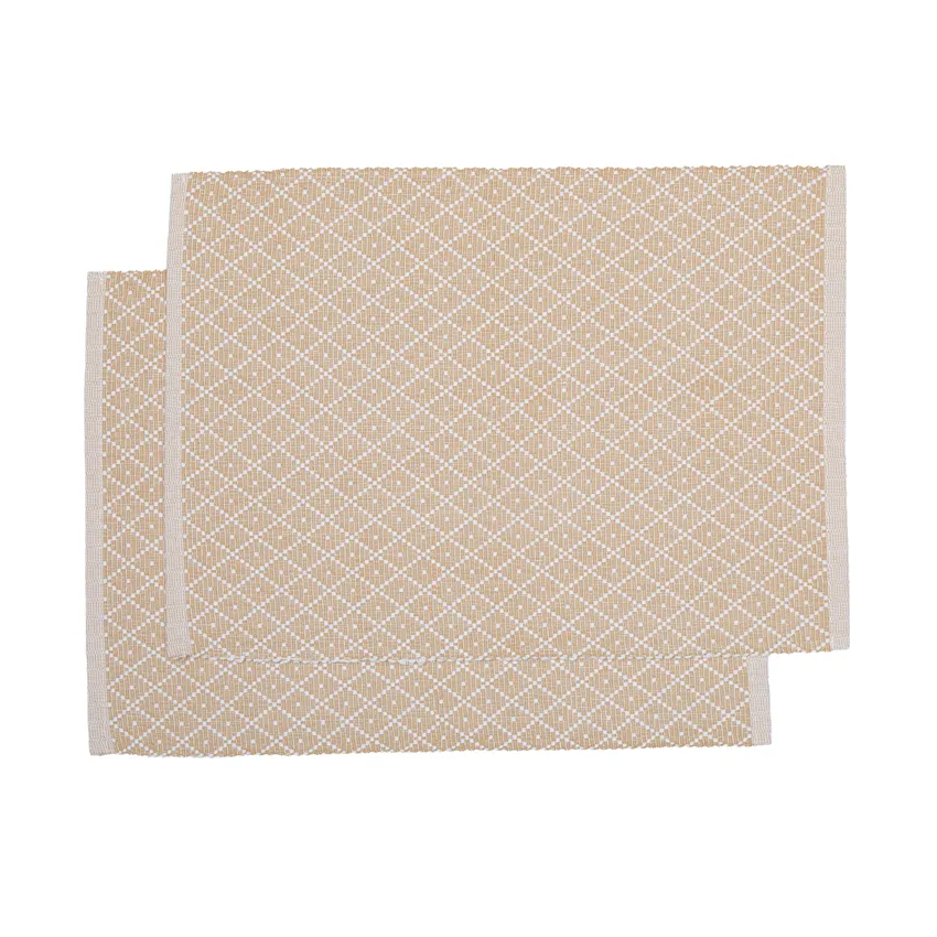 Recyceltes Tischset Ella 2er-Pack, Sand/Weiß