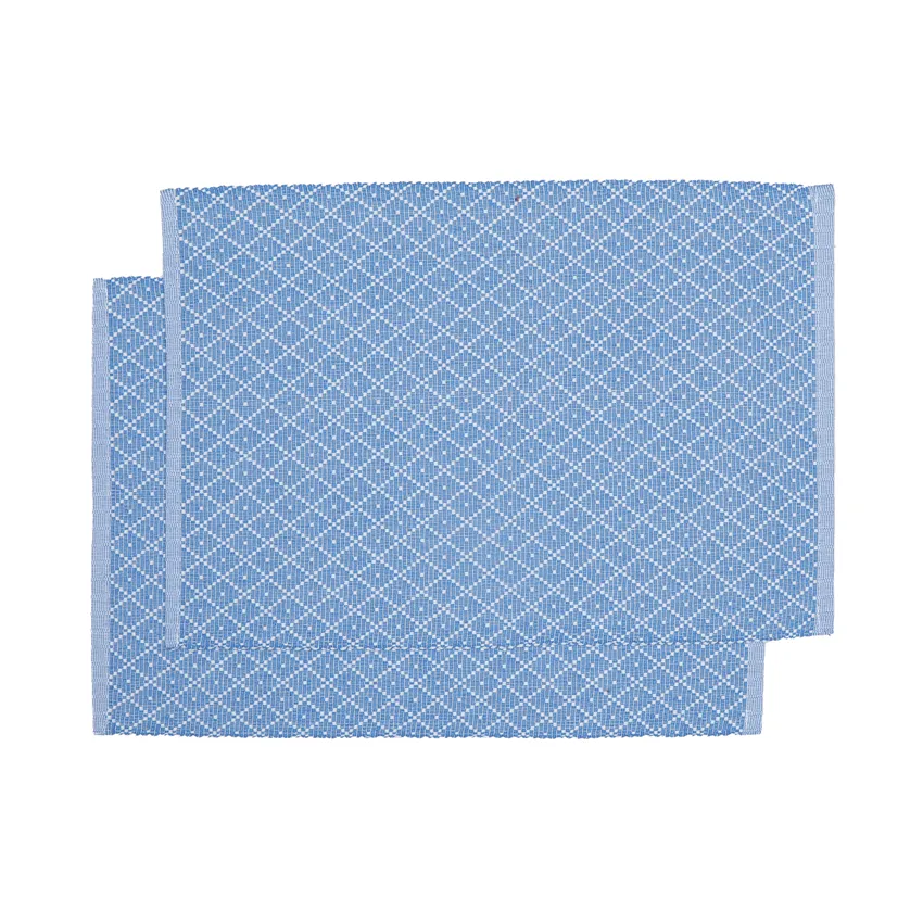 Recyceltes Tischset Ella 2er-Pack, Hellblau/Weiß