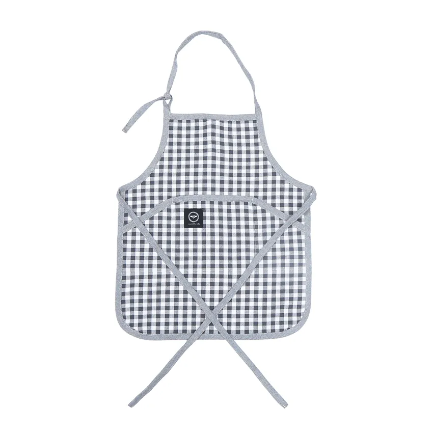 Recycelte Schürze Bella - Kinder, Dunkelgrau/Weiß