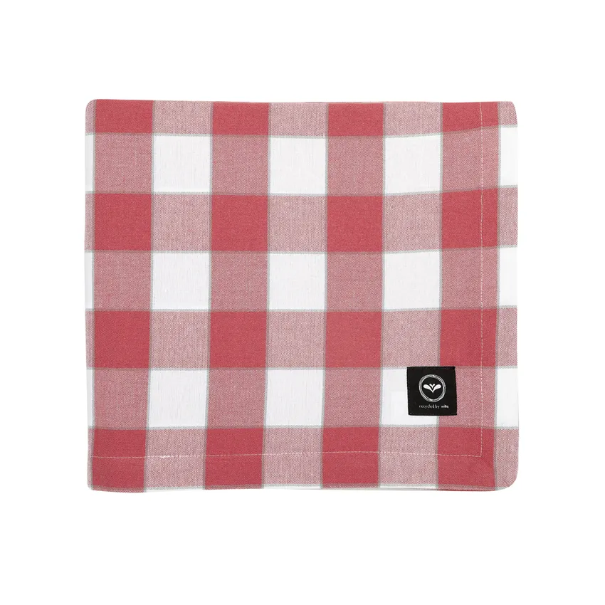 Recycelte Tischdecke Ted, Rosa/Weiß